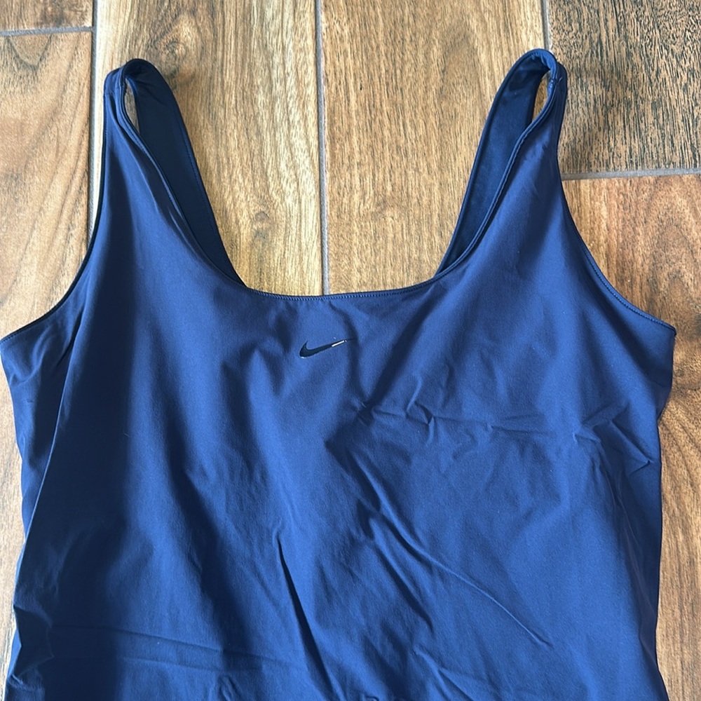 Nike Bliss Luxe Training Dress Navy Dress with Black Check‎ size Medium - Picture 3 of 7